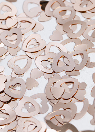 Table confetti - 14 grams - rose gold open hearts