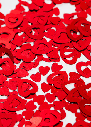 Table confetti - 14 grams - red open hearts