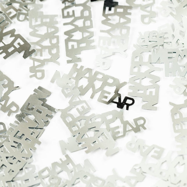 Happy New Year Tafelconfetti - 14 gram - zilver