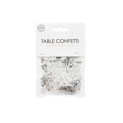 Happy New Year Tafelconfetti - 14 gram - zilver