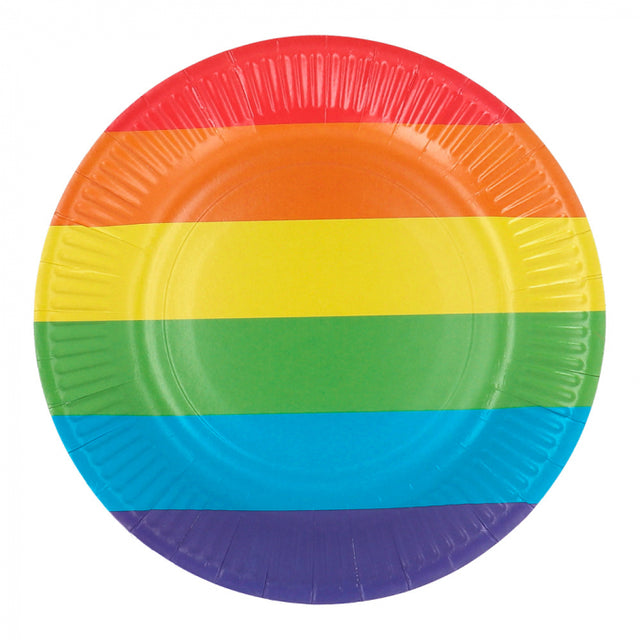 Regenboog Papieren bordjes - 8 stuks - 23 cm