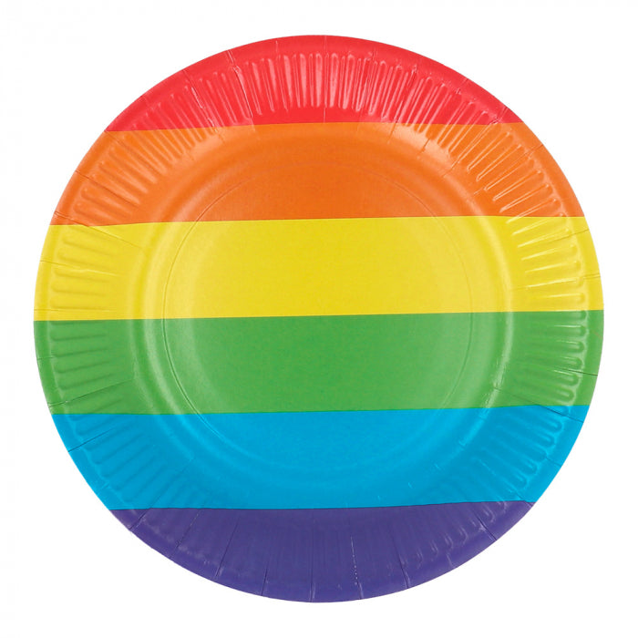 Regenboog Papieren bordjes - 8 stuks - 23 cm