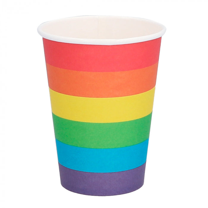Regenboog Papieren bekers - 8 stuks - 21 cl