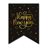 Happy New Year slinger - 6 meter - goud en zwart - Golden Celebrations