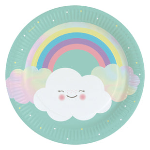 Rainbow &amp; Cloud Plates - 8 pieces - 23 cm