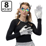 Boland set Galactic alien (partybril, ketting, handschoenen, oorbellen en haarclips)
