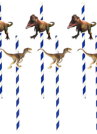 T-Rex papieren rietjes - 6 stuks