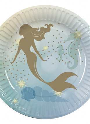 Mermaid Paper Plates - 10 pieces - 23 cm