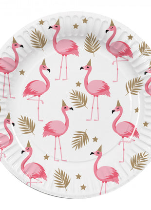 Flamingo Paper Plates - 10 pieces - 23 cm