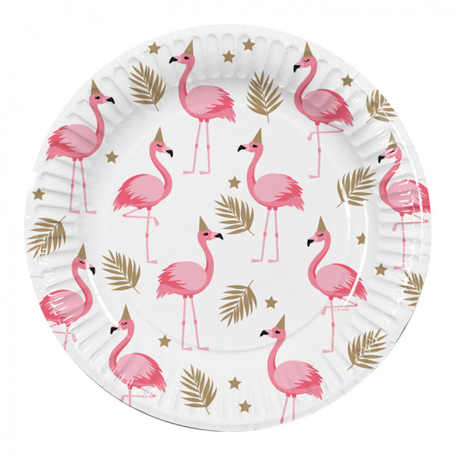 Flamingo Papieren bordjes - 10 stuks - 23 cm