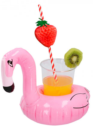 Flamingo Opblaasbare bekerhouder - 18 cm