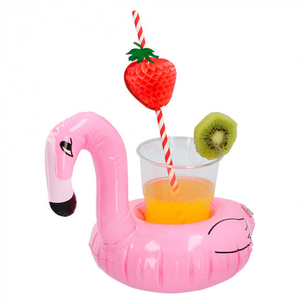 Flamingo Opblaasbare bekerhouder - 18 cm