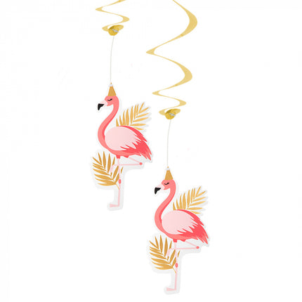 Flamingo-Wirbelgirlande – 2 Stück – 85 cm