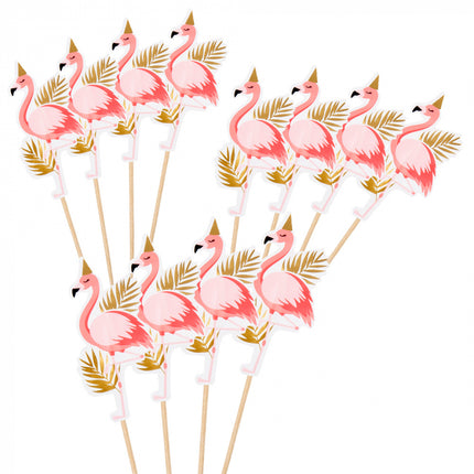 Flamingo Cocktailprikkers - 12 stuks