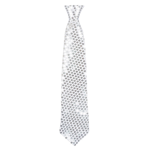 Stropdas pailletten - zilver