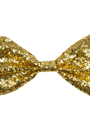 Bow tie glitter - 13 cm - gold