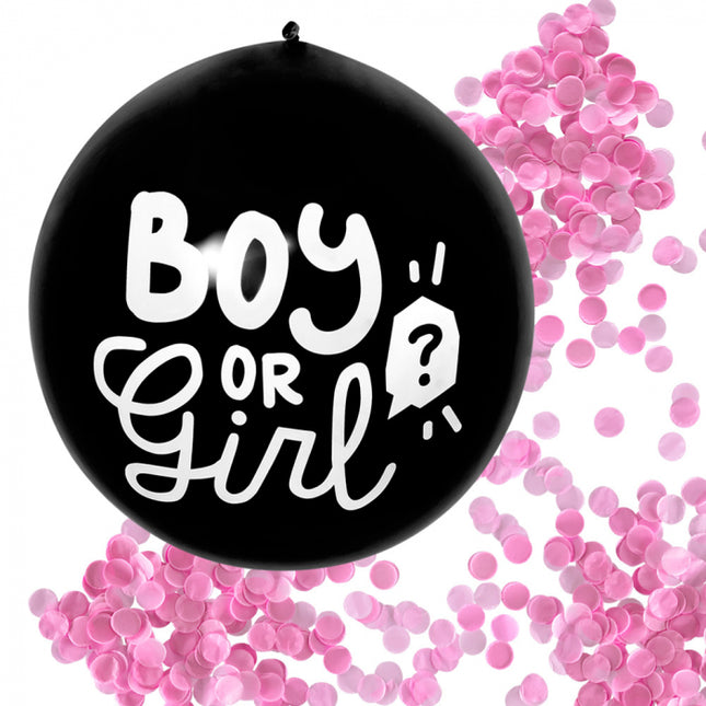 Mega confettiballon Gender Reveal - roze confetti - 60 cm