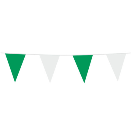 Vlaggenlijn - 10 meter - 20 x 30 cm -  groen/wit