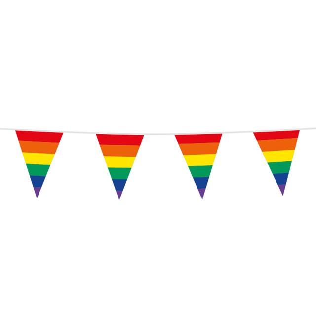 Vlaggenlijn / slinger - 10 meter - regenboog vlaggetjes