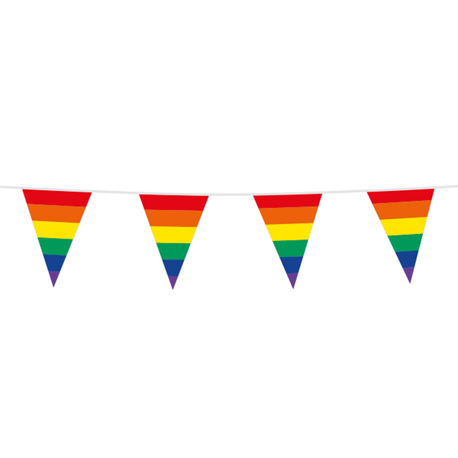 Vlaggenlijn / slinger - 10 meter - regenboog vlaggetjes