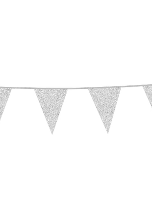 Bunting - 6 meters - 20 x 30 cm - glitter silver