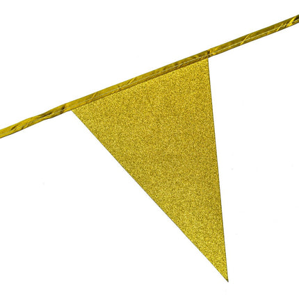 Vlaggenlijn - 6 meter - 20 x 30 cm - glitter goud