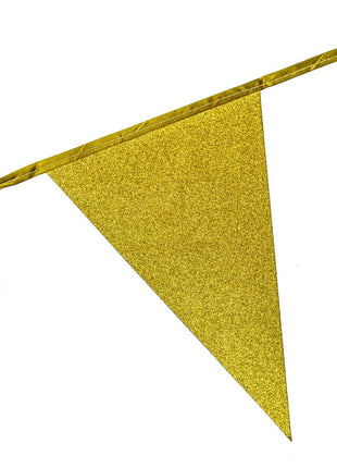 Wimpelkette – 6 Meter – 20 x 30 cm – Glitzergold