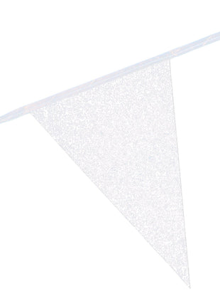 Wimpelkette – 6 Meter – 20 x 30 cm – Glitzerweiß