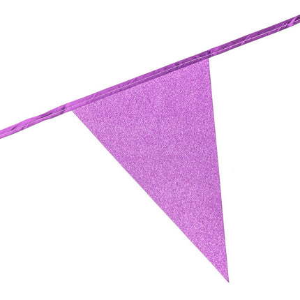 Vlaggenlijn - 6 meter - 20 x 30 cm - glitter roze