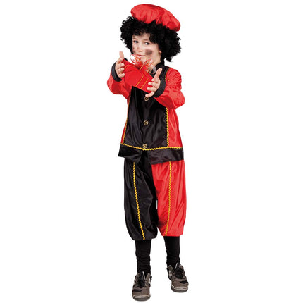 Pietenpak kind - 7 tot 9 jaar - 128-140 cm - rood / zwart