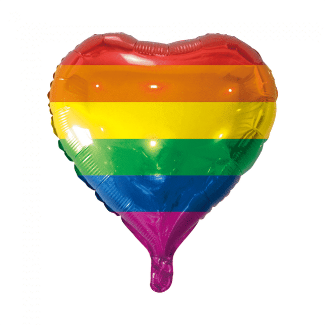 Regenboog Folieballon hart - 45 cm