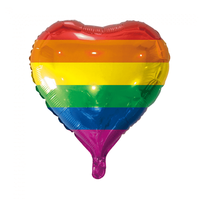 Regenboog Folieballon hart - 45 cm