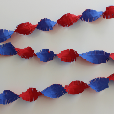 Crêpeslinger - 24 meter - rood / wit / blauw - Brandvertragend