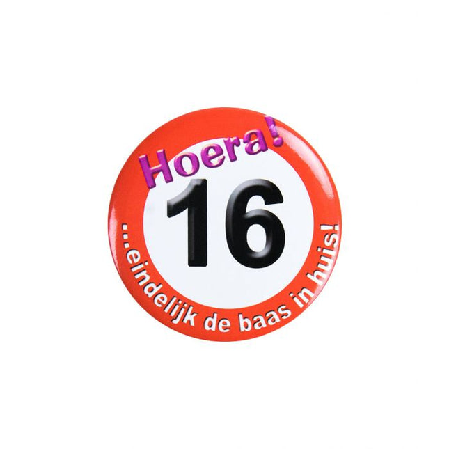 16 jaar Button - 5,5 cm