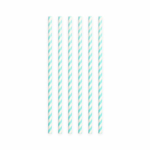 Papieren rietjes - 20 stuks - 6 mm x 197 mm - lichtblauw