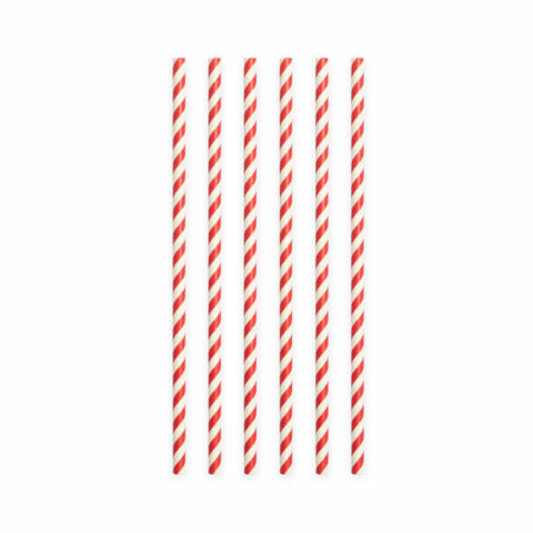 Papieren rietjes - 20 stuks - 6 mm x 197 mm - rood
