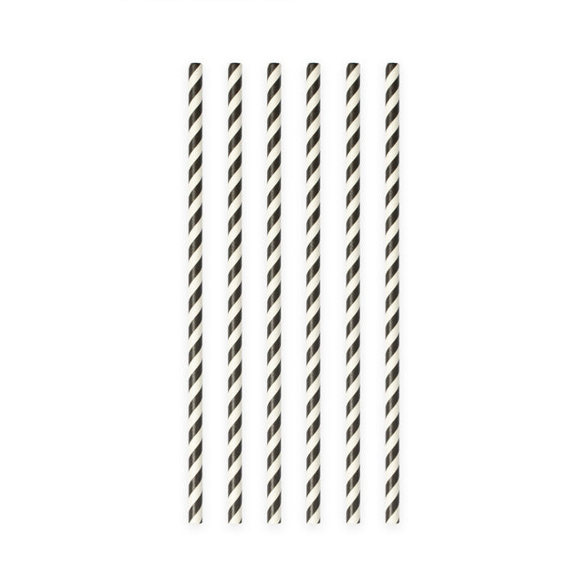 Papieren rietjes - 20 stuks - 6 mm x 197 mm - zwart