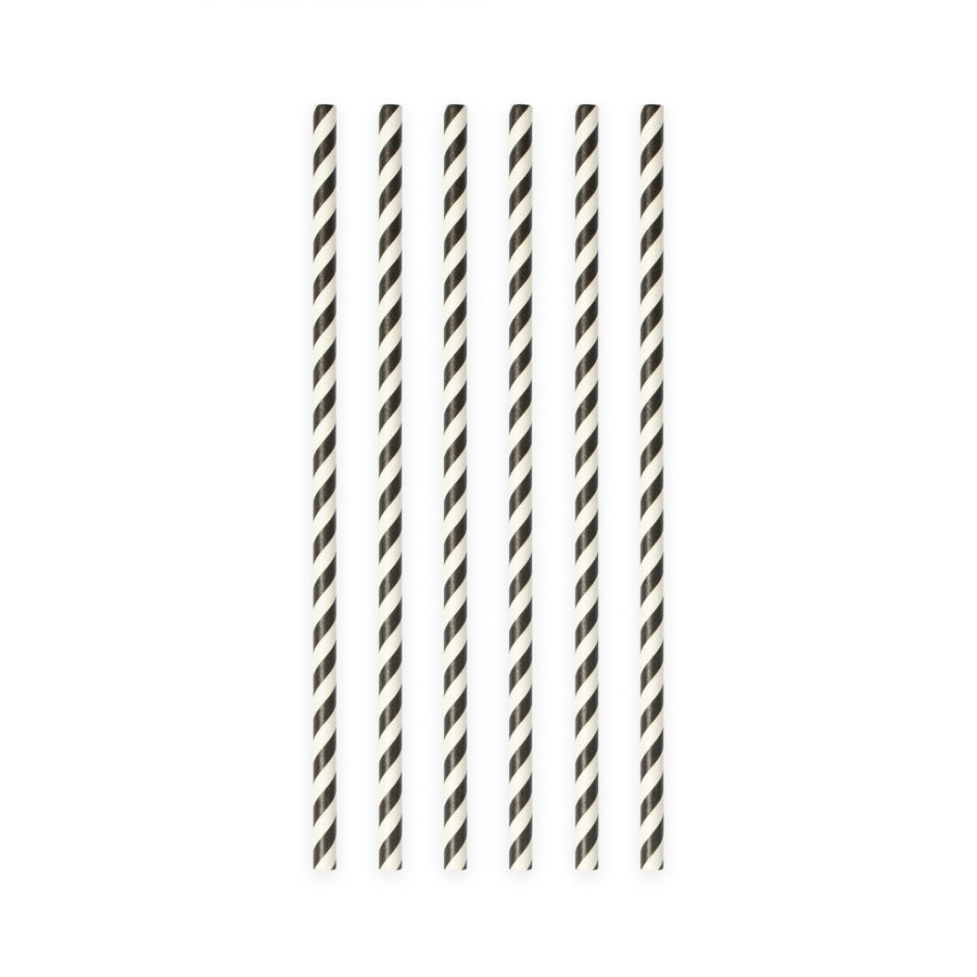 Papieren rietjes - 20 stuks - 6 mm x 197 mm - zwart