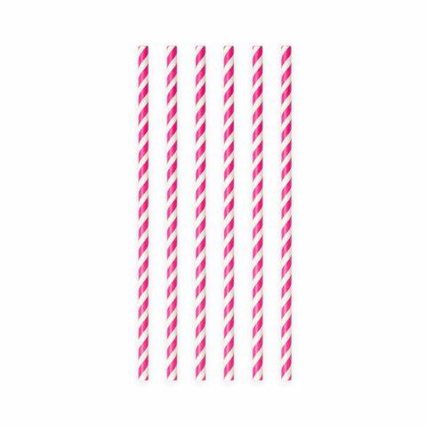 Papieren rietjes - 20 stuks - 6 mm x 197 mm - roze