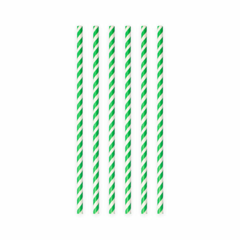 Papieren rietjes - 20 stuks - 6 mm x 197 mm - groen