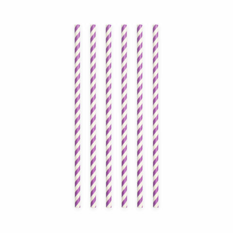 Papieren rietjes - 20 stuks - 6 mm x 197 mm - paars