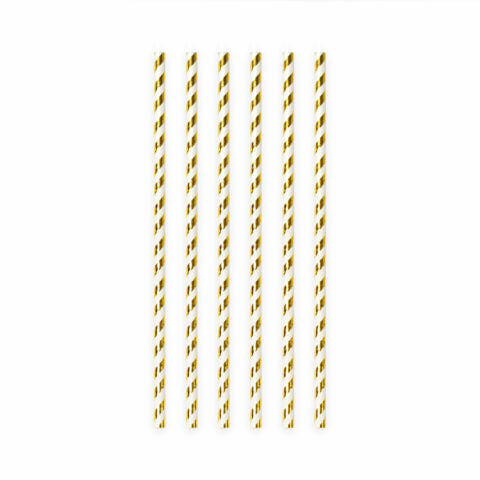 Papieren rietjes - 20 stuks - 6 mm x 197 mm - goud