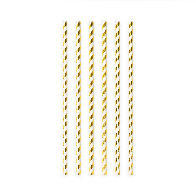 Papieren rietjes goud - 20 stuks - 6 mm x 197 mm