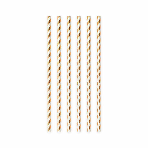 Papieren rietjes - 20 stuks - 6 mm x 197 mm - rose goud