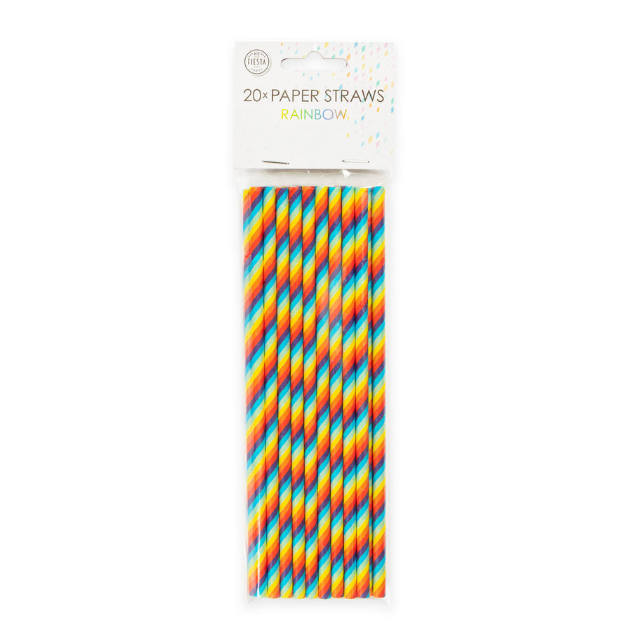 regenboog Papieren rietjes 20 stuks - 20 cm