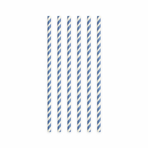 Papieren rietjes - 20 stuks - 6 mm x 197 mm - blauw