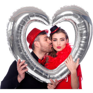 Foil Balloon Heart Shaped Photo Frame - 80 x 70 cm - Silver