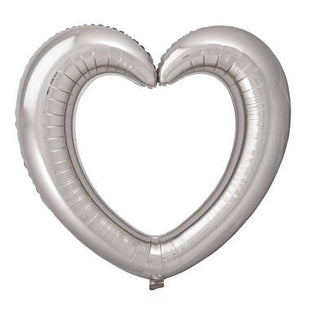 Foil Balloon Heart Shaped Photo Frame - 80 x 70 cm - Silver