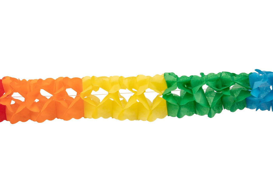 Regenboog Papieren crêpeslinger - 4 meter