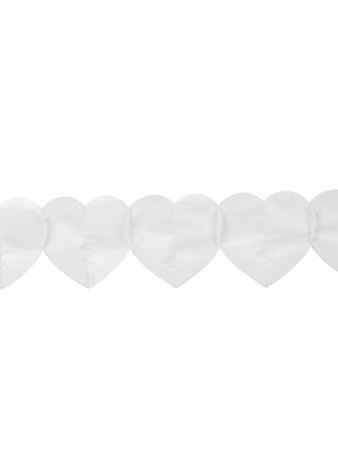 Paper heart garland - 6 meters - white